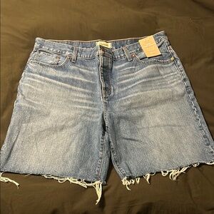 Madewell Long Denim Shorts Cut Off Jean Shorts Classic Blue Jean Shorts
